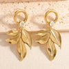 Women's Vintage Leaf Stud Earrings Electroplated Alloy Statement Jewelry With Stainless Steel Posts And Exaggerated Botanical Design