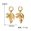 Women's Vintage Leaf Stud Earrings Electroplated Alloy Statement Jewelry With Stainless Steel Posts And Exaggerated Botanical Design
