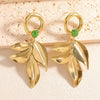 Women's Vintage Leaf Stud Earrings Electroplated Alloy Statement Jewelry With Stainless Steel Posts And Exaggerated Botanical Design