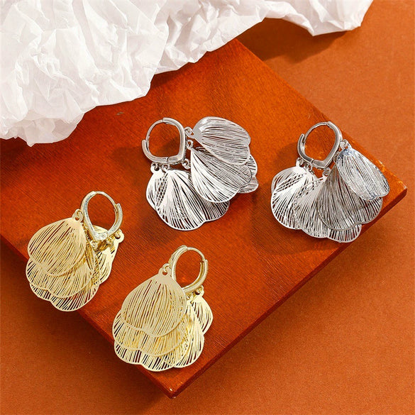Women's Vintage Leaf Tassel Earrings With Golden Branches And Jade Leaves Electroplated Metal Statement Jewelry In A Light Luxury Floral Design