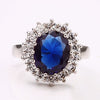 Women's Vintage Light Luxury Copper Geometric Crystal Ring With Sapphire Style Classic Princess Design