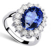 Women's Vintage Light Luxury Copper Geometric Crystal Ring With Sapphire Style Classic Princess Design