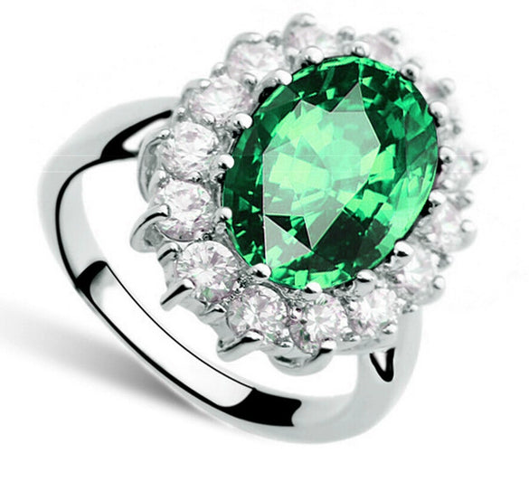 Women's Vintage Light Luxury Copper Geometric Crystal Ring With Sapphire Style Classic Princess Design