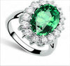 Women's Vintage Light Luxury Copper Geometric Crystal Ring With Sapphire Style Classic Princess Design