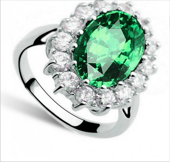 Women's Vintage Light Luxury Copper Geometric Crystal Ring With Sapphire Style Classic Princess Design