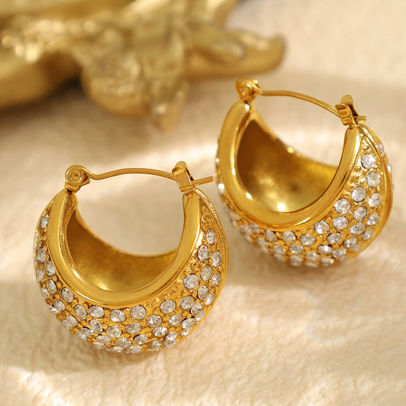 Women's Vintage Little Rice Pearl 316L Stainless Steel Ushape Geometric Electroplating Earrings