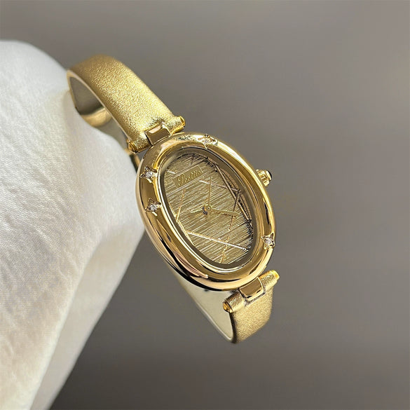 Women's Vintage Medieval Style Ovalshaped Metal Strap Stainless Steel Buckle Watch