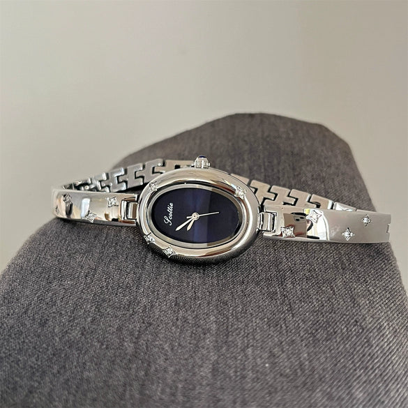 Women's Vintage Medieval Style Ovalshaped Metal Strap Stainless Steel Buckle Watch