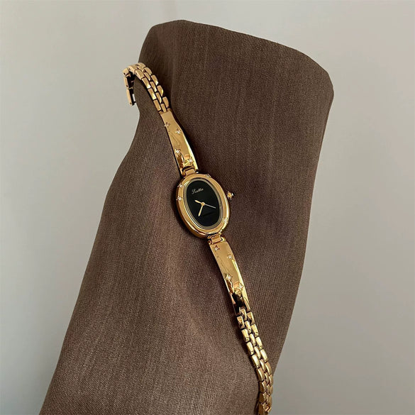 Women's Vintage Medieval Style Ovalshaped Metal Strap Stainless Steel Buckle Watch