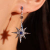 Women's Vintage Natural Copper Star Moon Asymmetric Earrings With Diamond Design