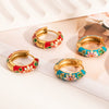 Women's Vintage Oil Drop Flower Stainless Steel Earrings With Vacuum Real Gold Electroplating In Pvd Furnace
