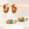 Women's Vintage Oil Drop Flower Stainless Steel Earrings With Vacuum Real Gold Electroplating In Pvd Furnace