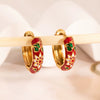 Women's Vintage Oil Drop Flower Stainless Steel Earrings With Vacuum Real Gold Electroplating In Pvd Furnace