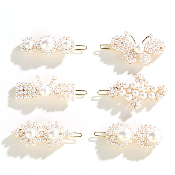 Women's Vintage Pearl Bow Frog Clip Hair Accessory Electroplated Alloy Hairpin For Bangs