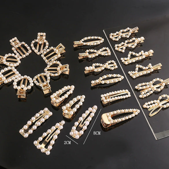 Women's Vintage Pearl Duckbill Hair Clip With Rhinestone Detail Elegant Simple Side Clasp Hair Accessory