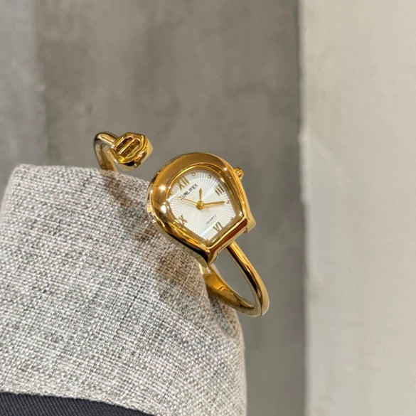 Women's Vintage Retro Archshaped Watch With Zinc Alloy Case And Strap And Stainless Steel Buckle