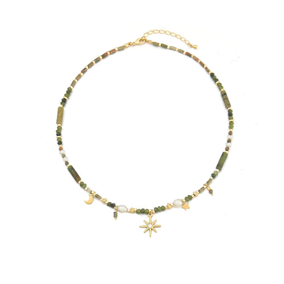 Women's Vintage Retro Geometric Handmade Beaded Copper Necklace