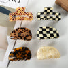 Women's Vintage Semi Round Acrylic Acetate Hair Grab Clip Handmade Ponytail Hair Accessory