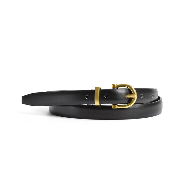 Women's Vintage Simple All Match Leather Belt With Alloy Pin Buckle And Geometric Style
