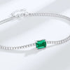 Women's Vintage Simple Geometric S925 Silver Bracelet Inlaid With Cultivating Emerald And Goldplated Artificial Gemstones And Semiprecious Stones