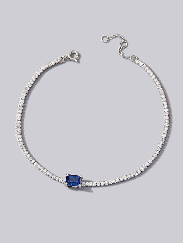 Women's Vintage Simple Geometric S925 Silver Bracelet Inlaid With Cultivating Emerald And Goldplated Artificial Gemstones And Semiprecious Stones