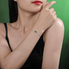 Women's Vintage Simple Geometric S925 Silver Bracelet Inlaid With Cultivating Emerald And Goldplated Artificial Gemstones And Semiprecious Stones