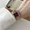 Women's Vintage Simple Square Alloy Case Quartz Watch With Steel Band
