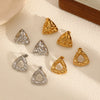 Women's Vintage Stainless Steel Geometric Triangle Hammered Earrings Electroplated With 18K Gold Minimalist Style