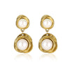 Women's Vintage Style Round Winding Pearl Pendant Stainless Steel 18K Gold Plated Earrings