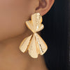 Women's Vintage Textured Ginkgo Leaf Earrings Goldtone Electroplated Iron Alloy Floral Statement Earrings With Stainless Steel Posts