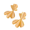 Women's Vintage Textured Ginkgo Leaf Earrings Goldtone Electroplated Iron Alloy Floral Statement Earrings With Stainless Steel Posts