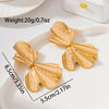 Women's Vintage Textured Ginkgo Leaf Earrings Goldtone Electroplated Iron Alloy Floral Statement Earrings With Stainless Steel Posts