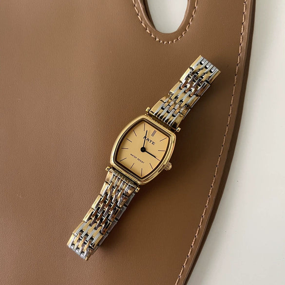 Women's Vintage Wine Barrel Alloy Band Quartz Watch Simple Elegant Casual Style