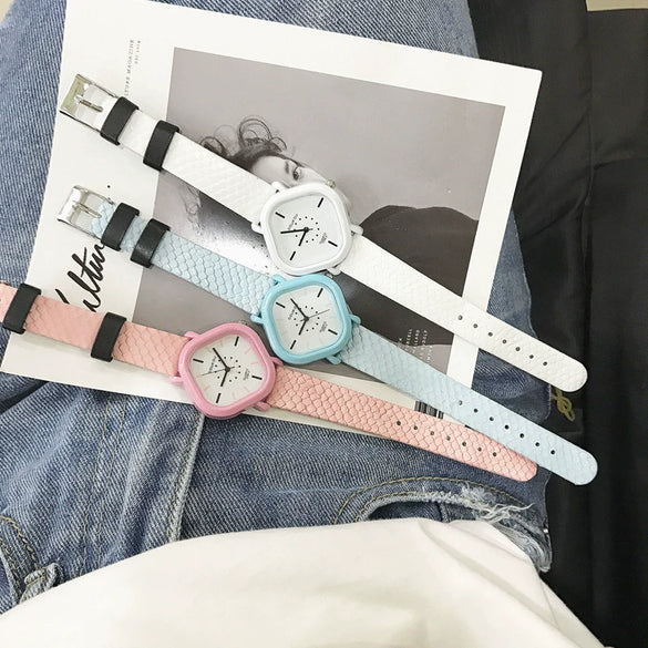 Women's Watch Alloy Case Genuine Leather Strap Rhombus Dial Fashion Simple Casual