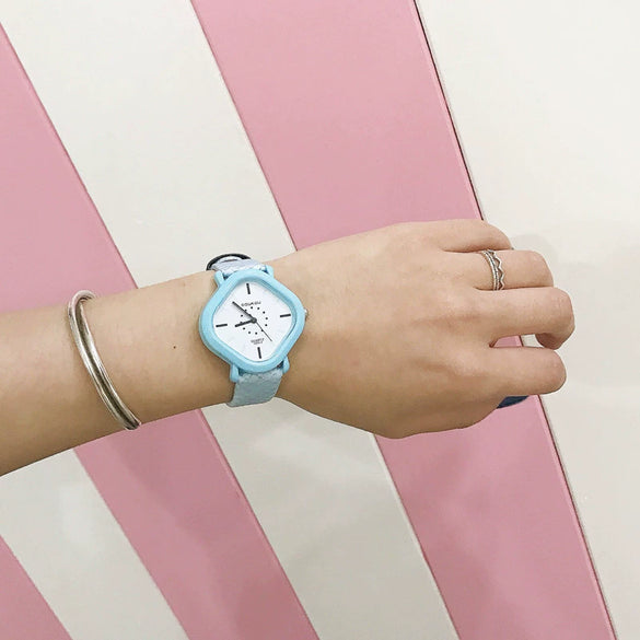 Women's Watch Alloy Case Genuine Leather Strap Rhombus Dial Fashion Simple Casual