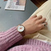 Women's Watch Alloy Case Imitation Leather Strap Stainless Steel Clasp Round Dial Leisure Style