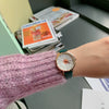 Women's Watch Alloy Case Imitation Leather Strap Stainless Steel Clasp Round Dial Leisure Style
