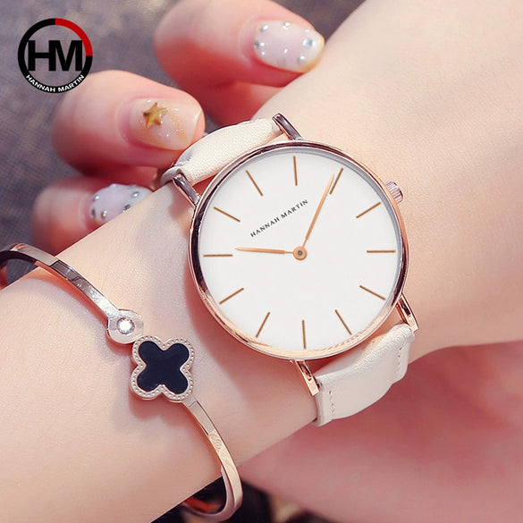 Women's Watch Alloy Case Stainless Steel Clasp Pu Strap Round Dial Simple Fashion Waterproof