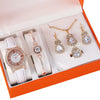 Women's Watch And Jewelry Set Alloy Gold Imitation Leather Round Dial Luxury Style