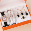 Women's Watch And Jewelry Set Alloy Gold Imitation Leather Round Dial Luxury Style