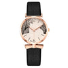 Women's Watch Bow Leaf Print Imitation Leather Belt Metal Case Stainless Steel Clasp Round Dial