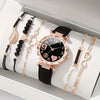 Women's Watch Fashion Allmatch Round Alloy And Pu Watch With Spiral Crown And Concealed Buckle