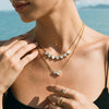 Women's Water Drop Geometric Pendant Necklace In Stainless Steel With Zircon Rhinestone Inlay And 18K Vacuum Plated Finish