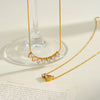 Women's Water Drop Geometric Pendant Necklace In Stainless Steel With Zircon Rhinestone Inlay And 18K Vacuum Plated Finish