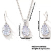 Women's Water Drop Rhinestone Necklace And Earrings Jewelry Set In Electroplated Copper With Snake Bone Chain