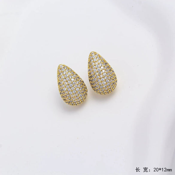 Women's Water Drop Shape Copper Electroplated Diamond Earrings Fashionable And Light Luxury