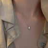 Women's Water Drop Sterling Silver Clavicle Chain With Geometric Pattern And Platinum Plated Electroplating