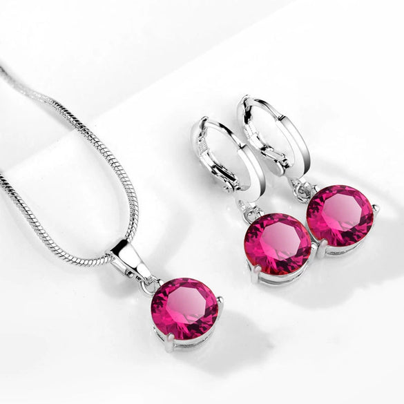 Women's Water Drop Zircon Jewelry Set With Necklace And Earrings Love Bell Cartoon Style Mixed Gem Inlay Snake Bone Chain Electroplated