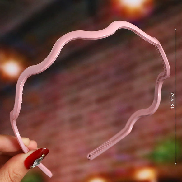 Women's Wavy Frosted Resin Hair Hoop Headband Solid Color Nonslip Hairband Handmade Simple Everyday Hair Accessory