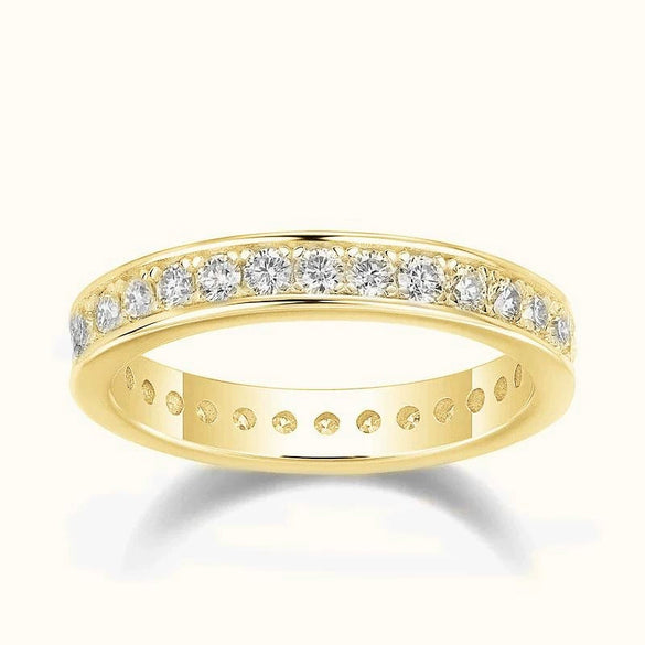 Women's Wedding Stacking Copper Ring With Microencrusted Zirconia And Geometric Design